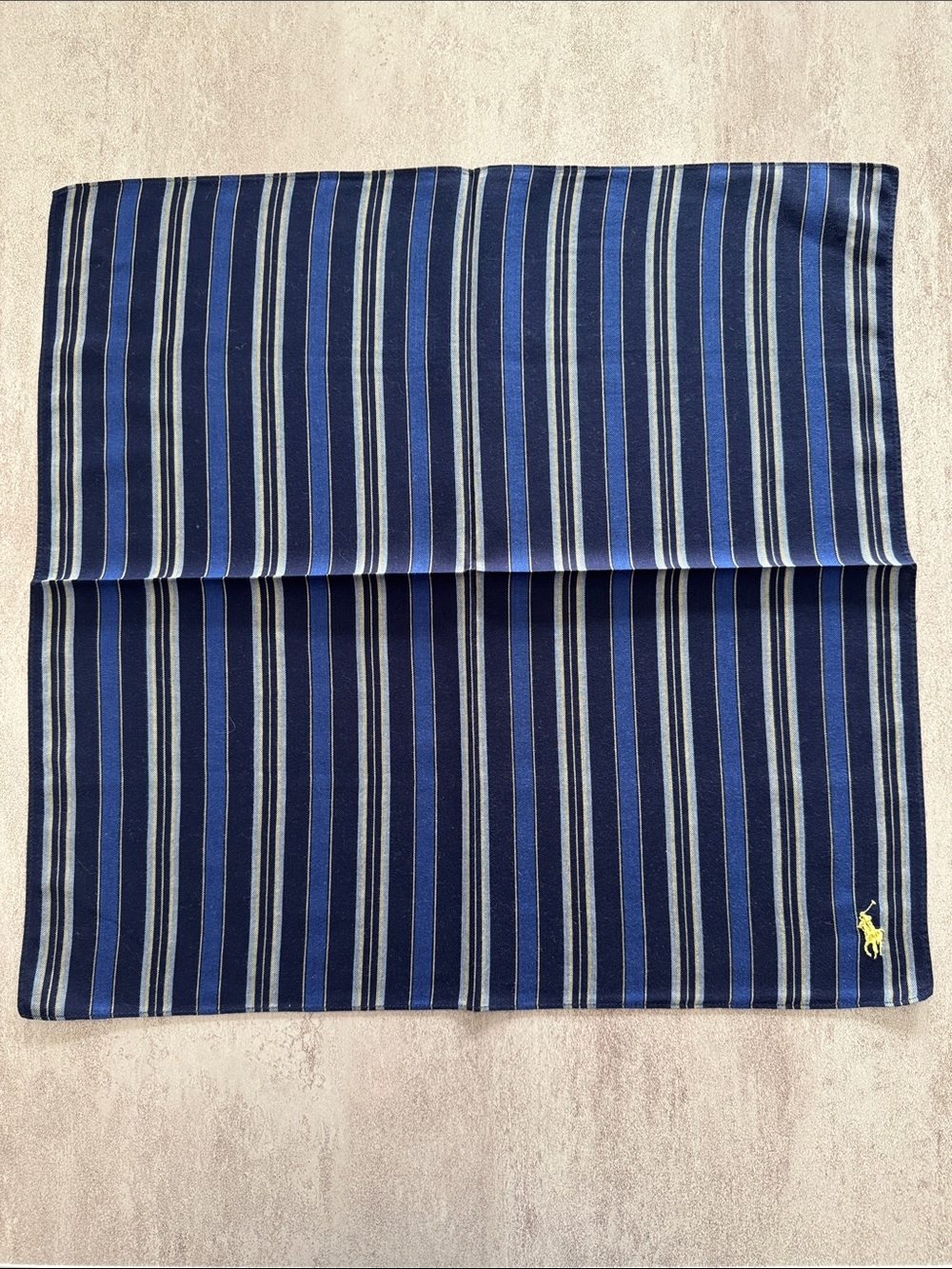 Polo by Ralph Lauren Navy and Light Blue Striped Pocket Square